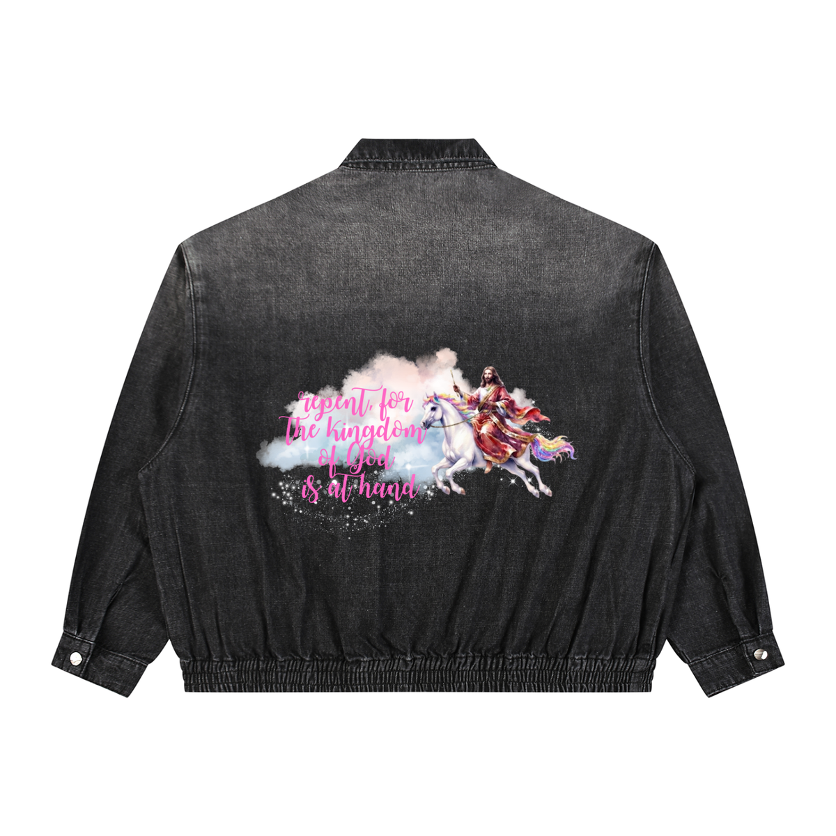 Unisex Vintage Wash Full-Zip Denim Jacket
