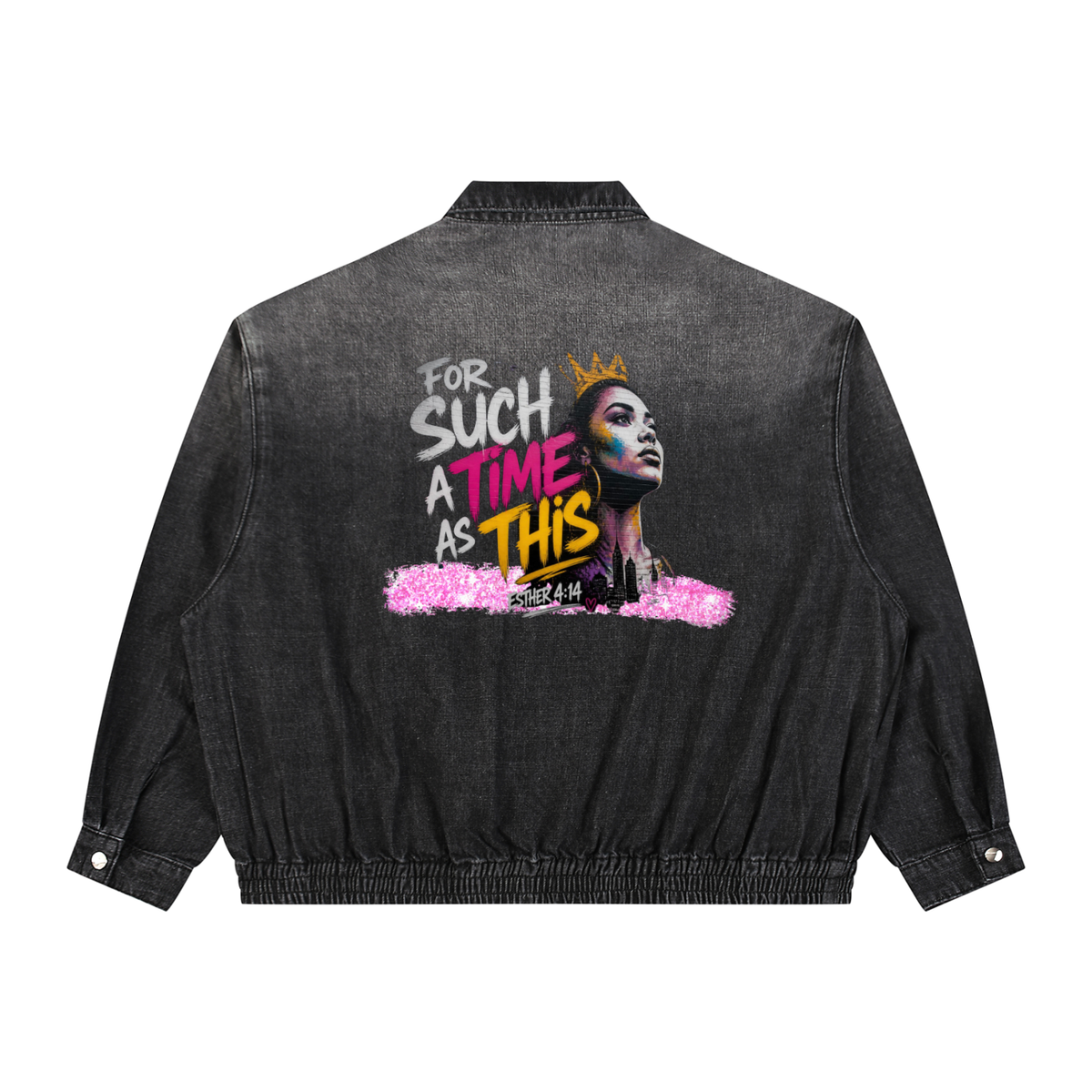 Unisex Vintage Wash Full-Zip Denim Jacket